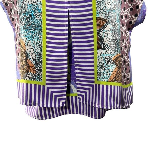 Etro Medium Multicolor Floral Geometric Print Silk Blouse Size 42 IT - Picture 8 of 14